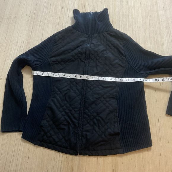 Croft & Barrow Black Knit & Quilted Full Zip Ribbed Turtleneck XL Jacket Pocket - Picture 2 of 6